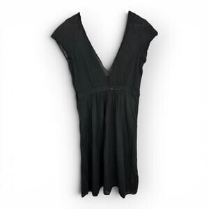 Minimalist European Chic Italian Made Black Cotton Sleeveless Dress Size M